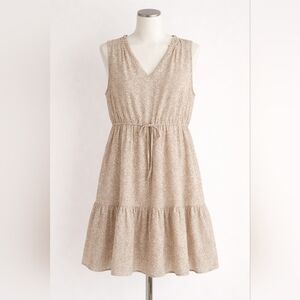 GAP Neutral Beige/white Sleeveless V-Neck Tiered Mini Dress Size L